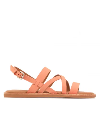 Clarks Womenss Karsea Sun Light Sandals in Coral Leather