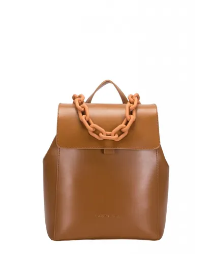 Claudia Canova Womens Sophia Chain Detail Backpack - Tan Pu - One Size