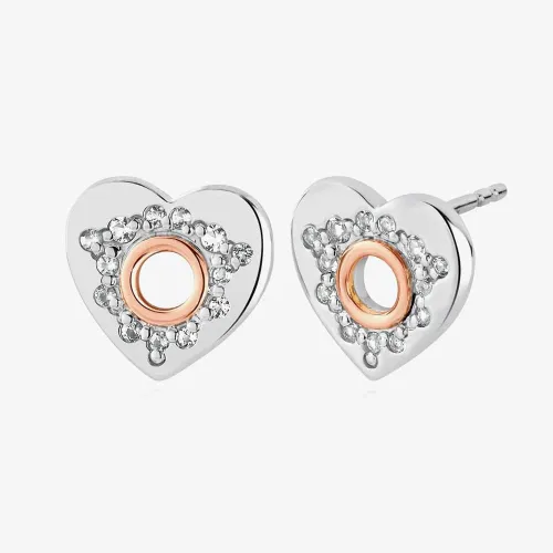 Clogau Cariad Silver Sparkle Heart Stud Earrings 3SCRS0652