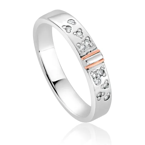 Clogau Cariad Sparkle Sterling Silver Slim Band Ring - S
