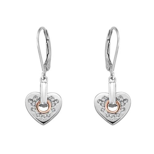 Clogau Cariad Sterling Silver Sparkle Heart Hook Earrings - Silver