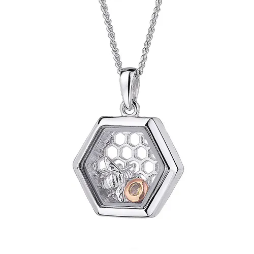 Clogau Honey Bee Sterling Silver Citrine Inner Charm Necklace - Silver