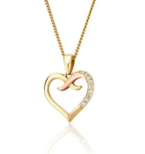 Clogau Kiss 9ct Gold Diamond Heart Pendant