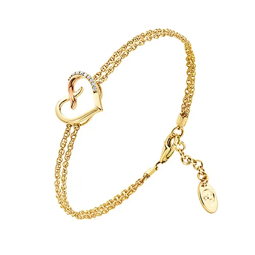 Clogau Kiss Diamond 9ct Yellow Gold Heart Bracelet - Gold