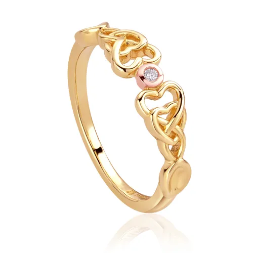 Clogau Lovespoons 9ct Yellow Gold Hearts Ring - L