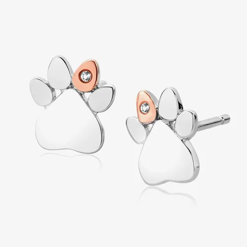 Clogau Paw Print White Topaz Stud Earrings 3SPWP0616