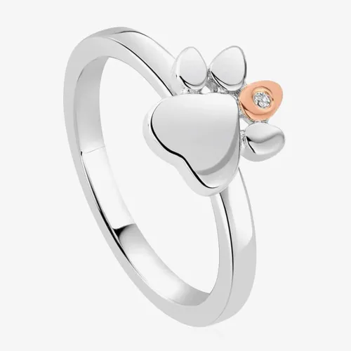 Clogau Paw Prints On My Heart Silver Stacking Ring 3SPWP0649