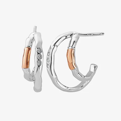 Clogau Ripples Half Hoop White Topaz Earrings 3SRPP0205