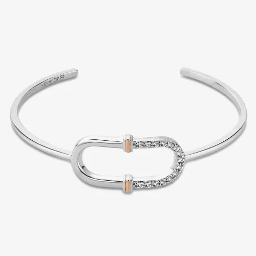 Clogau Silver & 9ct Rose Gold Connection Interlocking Arches Bangle 3SCRL0742