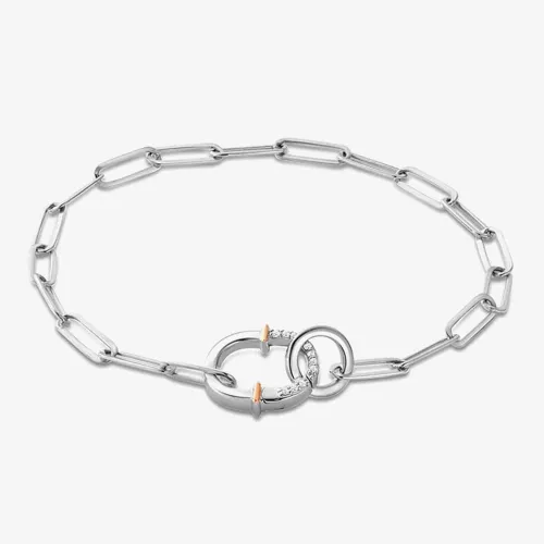 Clogau Silver & 9ct Rose Gold Connection Interlocking Arches Bracelet 3SCRL0744