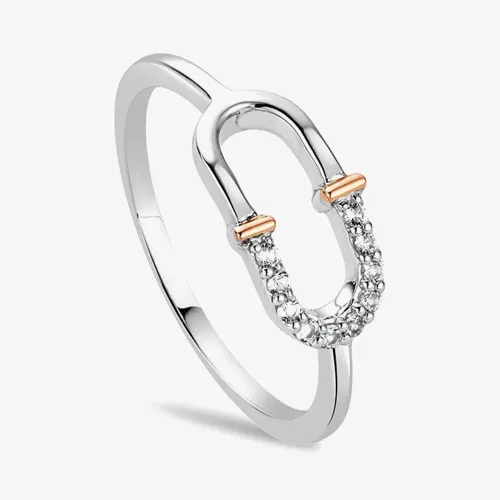 Clogau Silver & 9ct Rose Gold Connection Interlocking Arches Ring 3SCRL0741-M