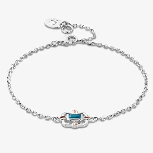 Clogau Silver & 9ct Rose Gold Enchanted Gateways Swiss Blue Topaz Bracelet 3SEGW0732