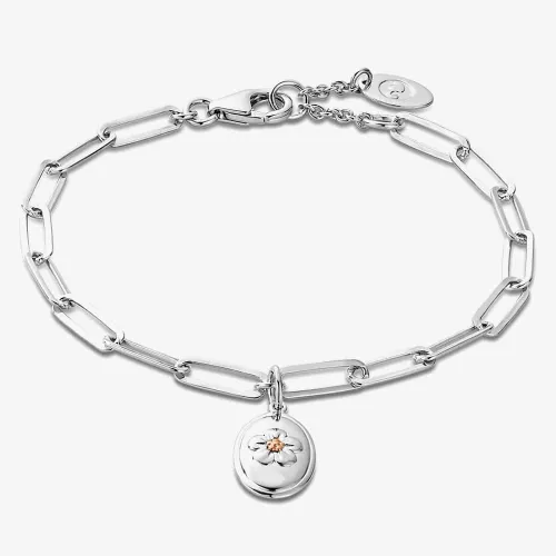 Clogau Silver & 9ct Rose Gold Forget Me Not Paper Link Chain Bracelet 3SFMN0747