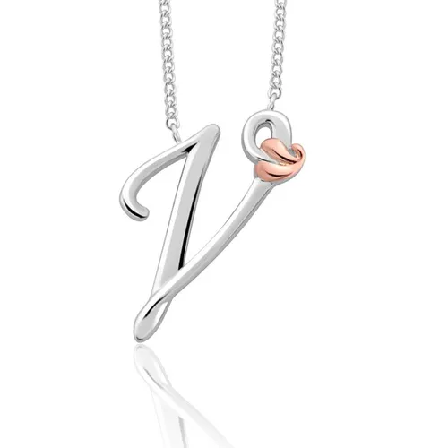 Clogau Tree of Life Sterling Silver Initials Letter V Necklace