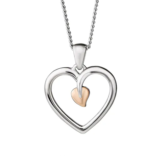 Clogau Tree Of Life Sterling Silver Rose Gold Heart Necklace - Silver