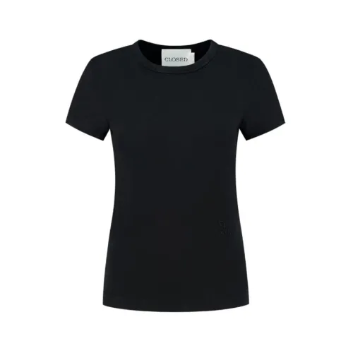 Closed , Black T-shirt with Round Neck and Short Sleeves ,Black female, Sizes: