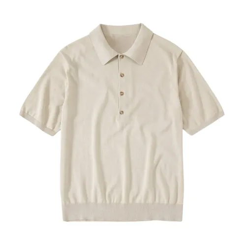 Closed , Cotton Jersey Polo Shirt with 4 Buttons ,Beige male, Sizes:
