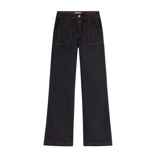 Closed , Dark Blue Flared High Waist Jeans ,Gray female, Sizes: