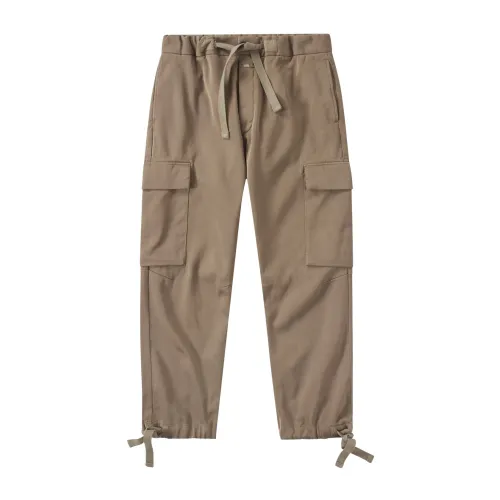 Closed , Loose Fit Cargo Pants with Waist and Cuff Ties ,Brown male, Sizes: