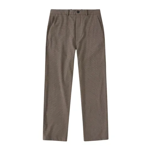 Closed , Loose Fit Micro Checkered Pants with Side and Back Pockets ,Beige male, Sizes: