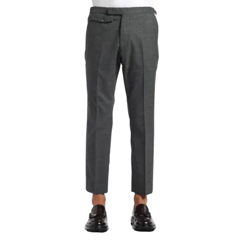 Closed , Regular Cropped Pants with Adjustable Waist Straps ,Gray male, Sizes: