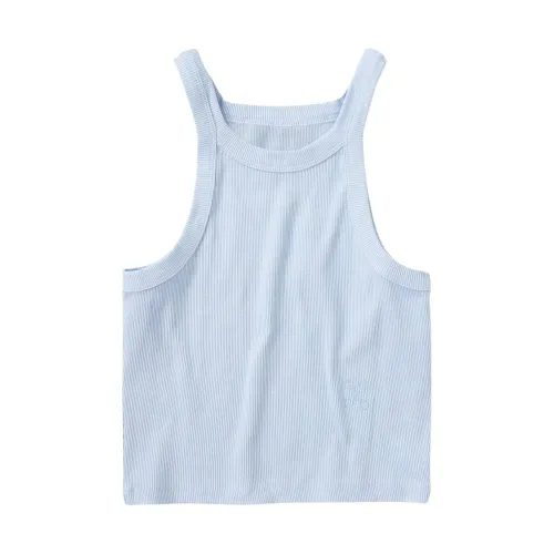 Closed , Ribbed Cropped Tank Top ,Blue female, Sizes: