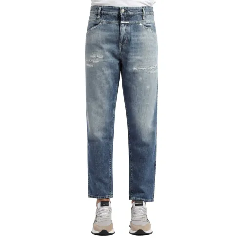 Closed , Wide Leg and Slim Fit Eco-Denim Jeans with Distressed Details ,Blue male, Sizes: