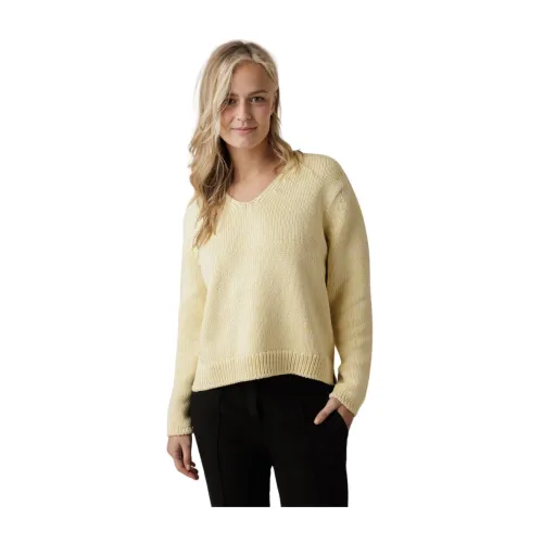 Closed , Yellow V-Neck Ribbed Sweater ,Yellow female, Sizes:
