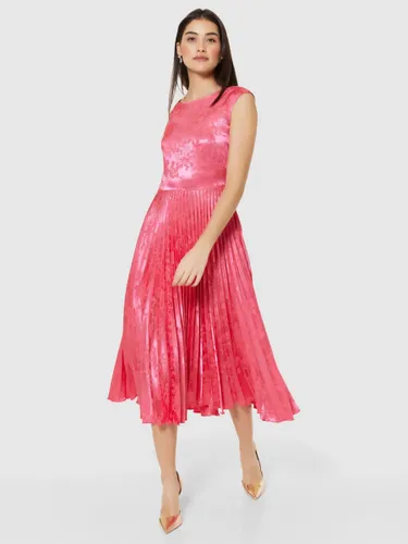 Closet London Pleated Metallic Midi Dress - Pink - Female