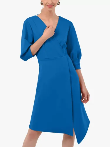 Closet London Pleated Sleeve Wrap Dress, Blue - Blue - Female