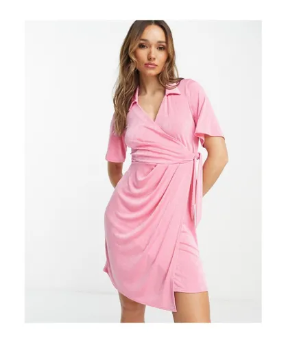 Closet London Womens drape shirt mini dress in pink