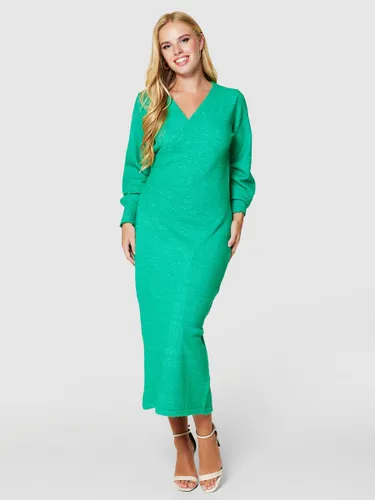Closet London Wrap Neck Jumper Dress, Green - Green - Female