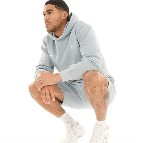 Closure London Mens Double Logo Hoodie And Shorts Co-Ord Grey Blue
