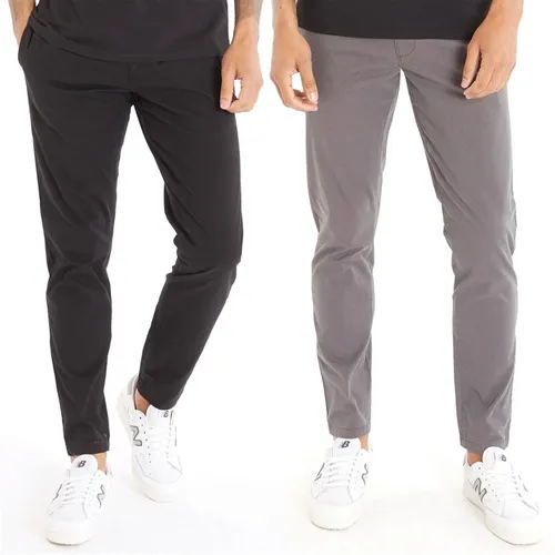 Closure London Mens Two Pack Chinos Black/Charcoal