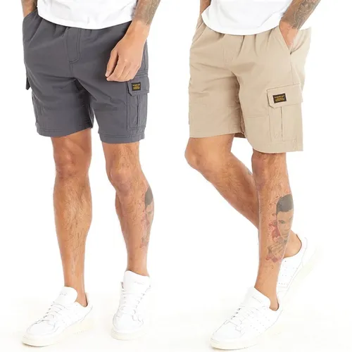 Closure London Mens Two Pack Utility Cargo Shorts Charcoal/Stone