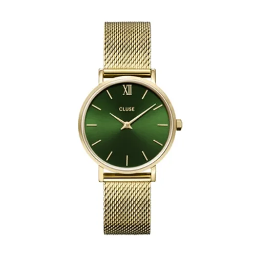 CLUSE Gold + Green Minuit Mesh Watch - Gold