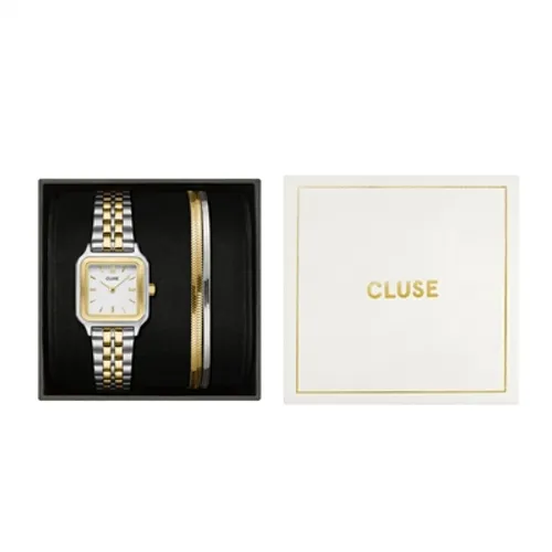 CLUSE Gold Mix Giftbox Gracieuse Petit Watch and Double Snake Bracelet - Gold