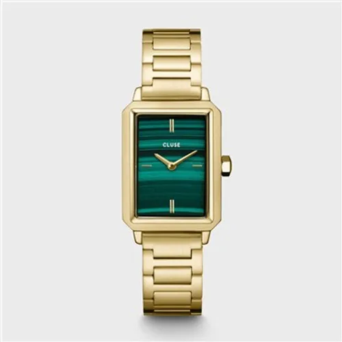 CLUSE Green + Gold Fluette Bracelet Watch - Gold
