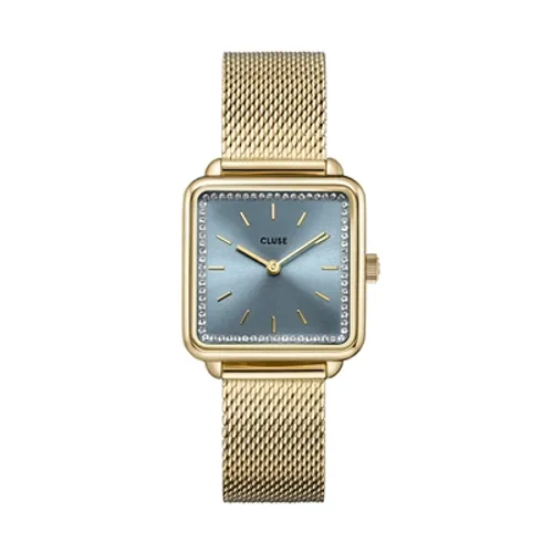 CLUSE La Tetragone Light Blue Crystal Gold Watch - Gold