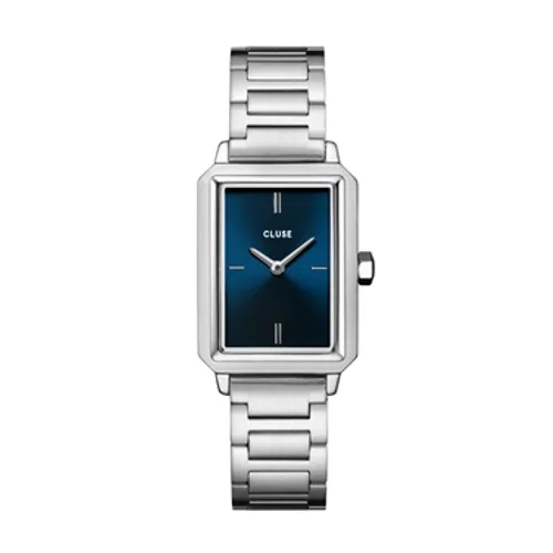 CLUSE Silver + Blue Fluette Link Bracelet Watch - Silver