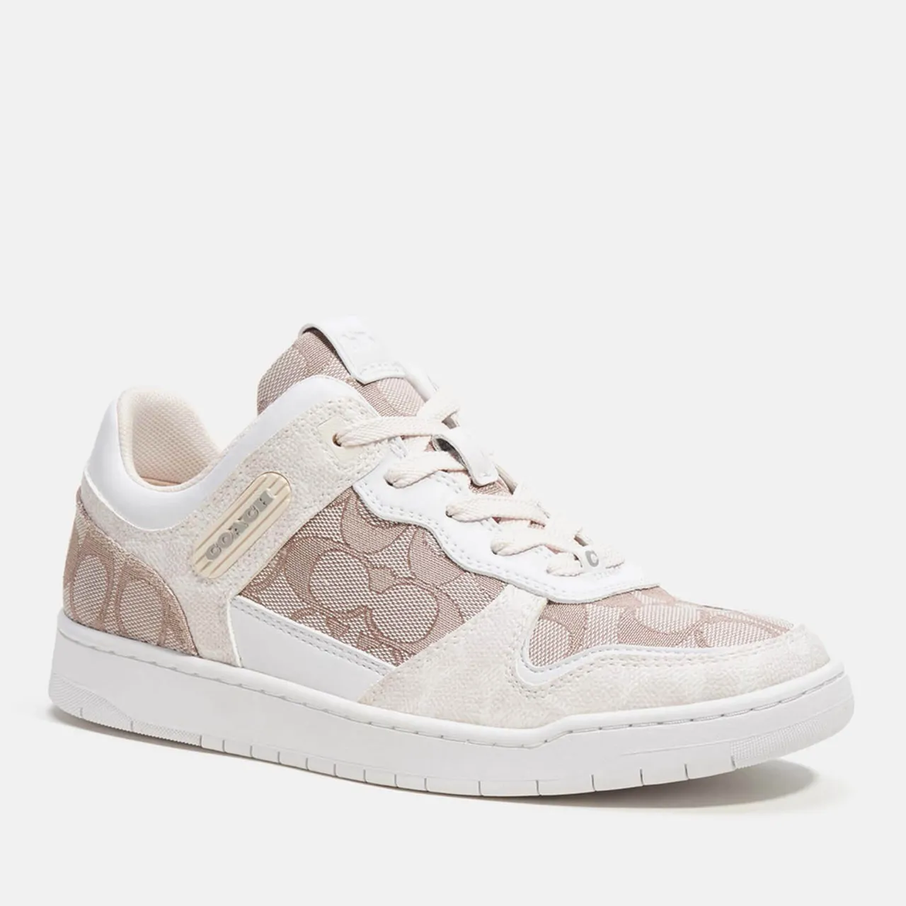 Coach C201 Basket Logo-Jacquard and Leather Trainers