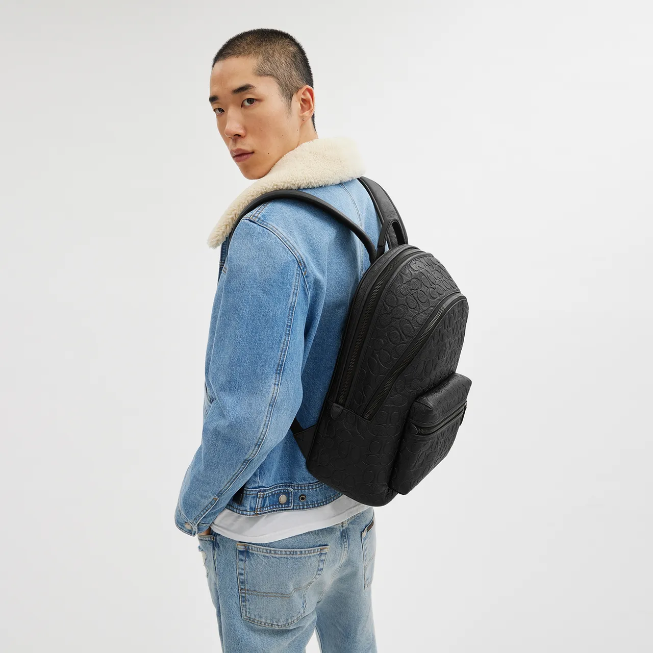 Coach Charter Signature Debossed Pebble Leather Backpack