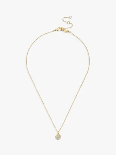 Coach Crystal Halo Pave Pendant Necklace, Gold - Gold - Female