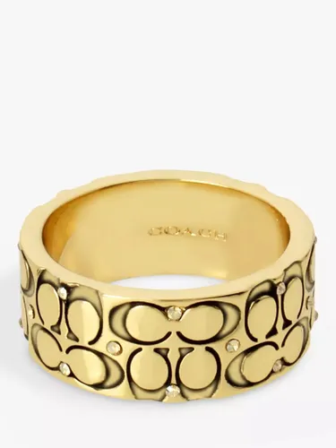 Coach Engraved Signature C Crystal Ring, Golden Shadow - Golden Shadow - Female - Size: O