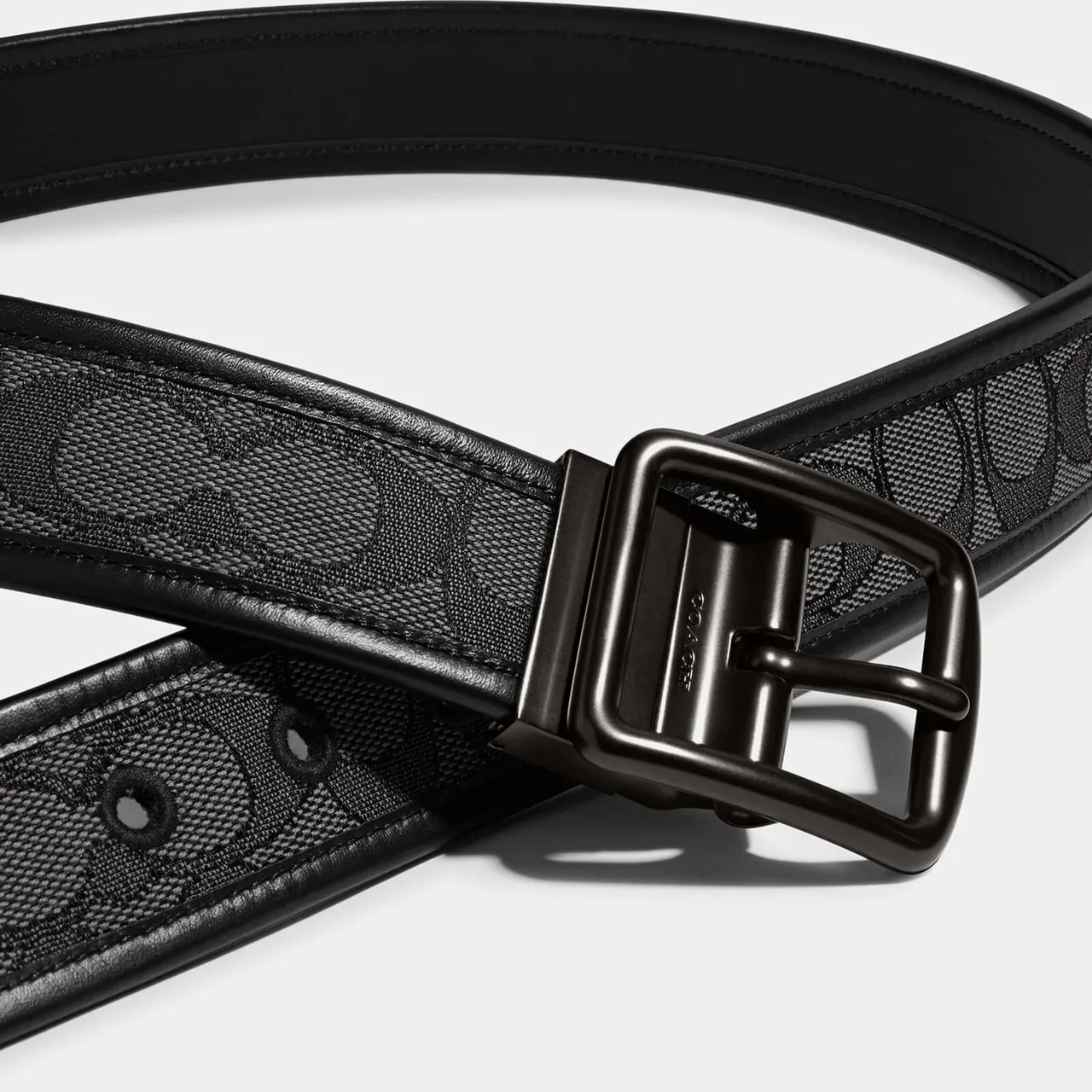 Coach Harness Reversible Logo-Jacquard and Leather Belt