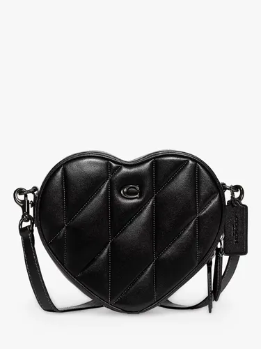 Coach Heart Quilted Cross Body Bag - Black - Female