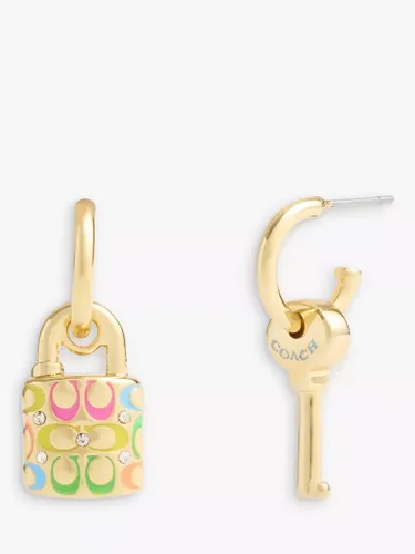Coach Lock and Key Huggie Hoop Earrings, Gold - Gold - Female