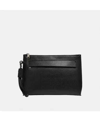 Coach Mens Carry All Pouch in Pebbled Leather - Black - One Size
