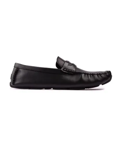 Coach Mens Coin Leather Driver Shoes - Black