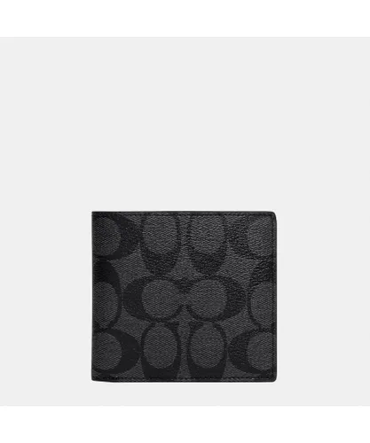 Coach Mens Coin Wallet in Signature PVC - Dark Grey - One Size